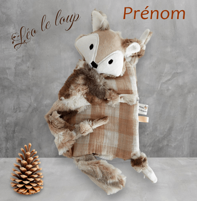 Doudou loup fourrure