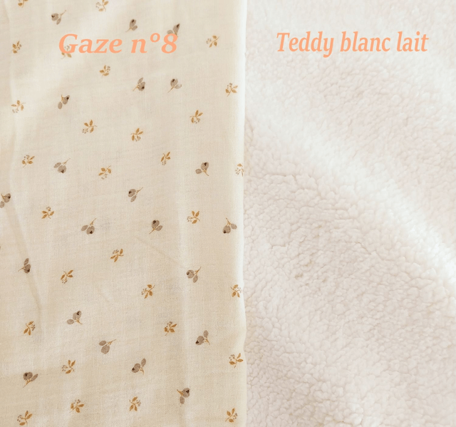 Doudou lapin Teddy et double gaze + attache tétine x2  prénom Ceylin pour Selbi B.