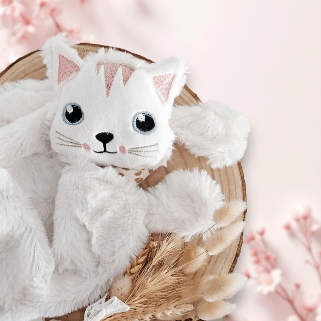 Chaton fourrure blanc cassé et double gaze 