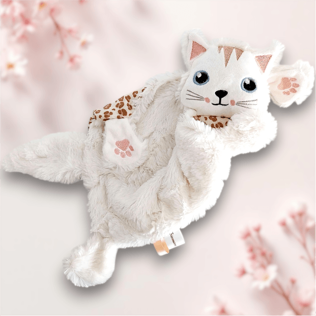 Chaton fourrure blanc cassé et double gaze 