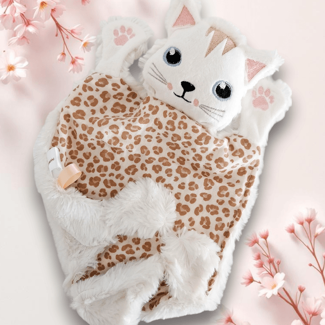 Chaton fourrure blanc cassé et double gaze 